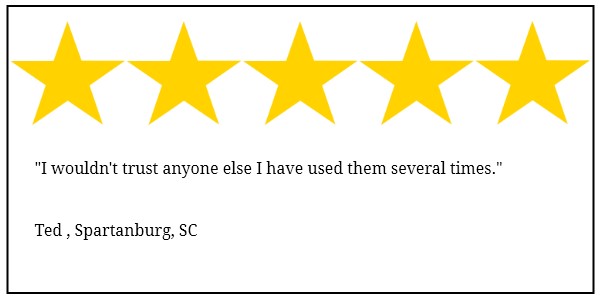 Spartanburg tree service 5 star review
